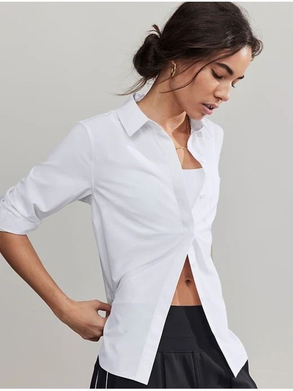 Athleta Everlasting Button Down Top in White 1X